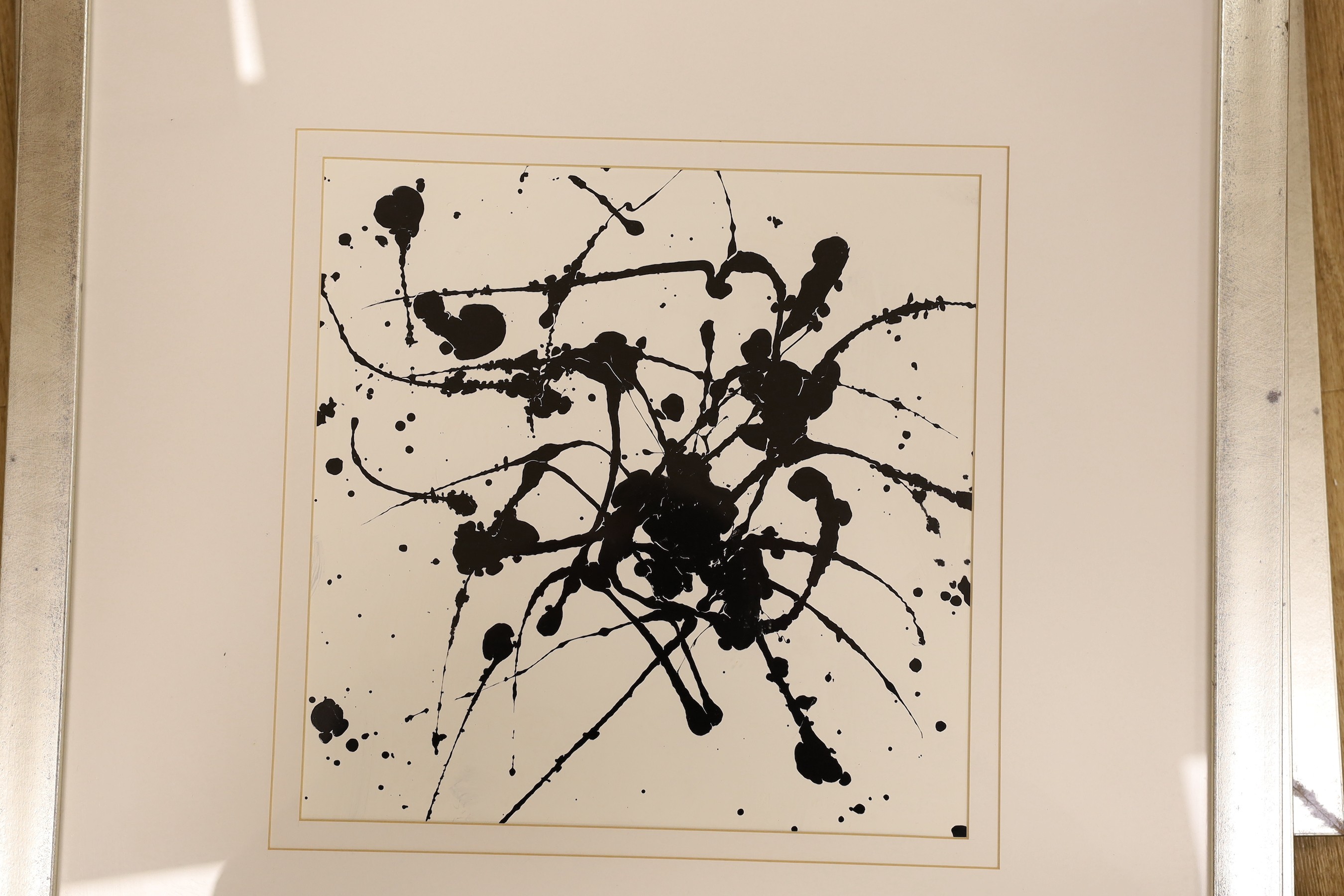 Albert Williams, four acrylics on card, Abstracts, labels verso, 30 x 30cm